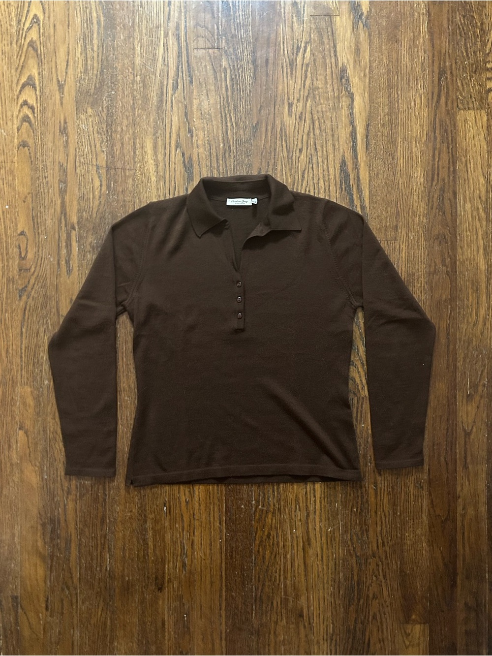 Christian Berg Stockholm Brown Extrafine Merino Wool Long Sleeve Polo S/Med